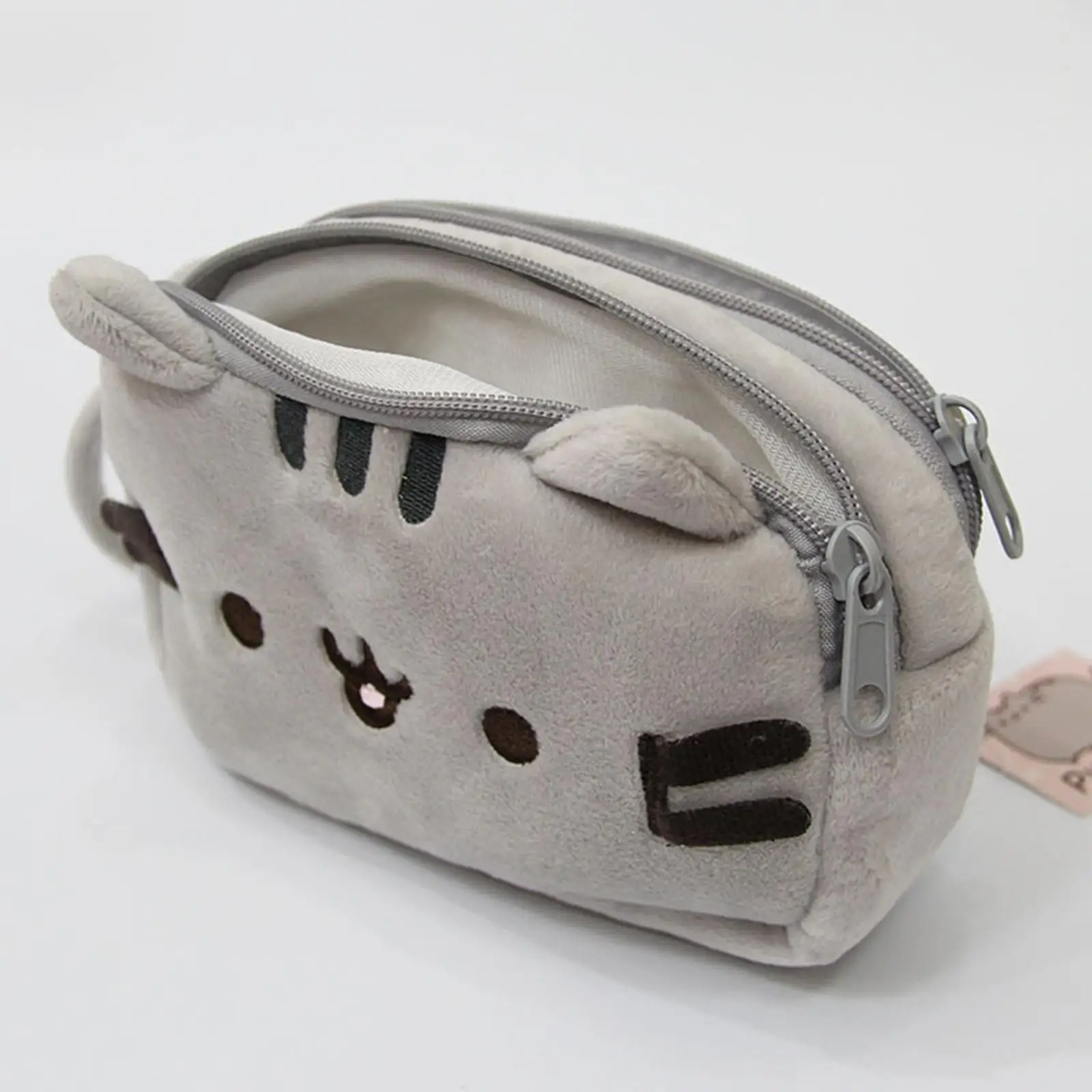 Estuche de lápices de felpa Estuche de bolígrafo portátil Bolsa de almacenamiento Monedero Bolsa de lápices multiusos Bolsa de cosméticos Bolsa de bolígrafos de gato adorable para niños y niñas