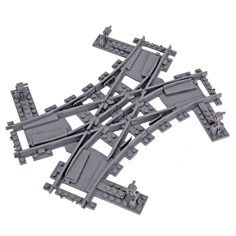 City Trains Flexible Tracks Forked Straight Curved Soft Rails Track Switch Building Block Bricks Kids DIY High-tech Creative Toy