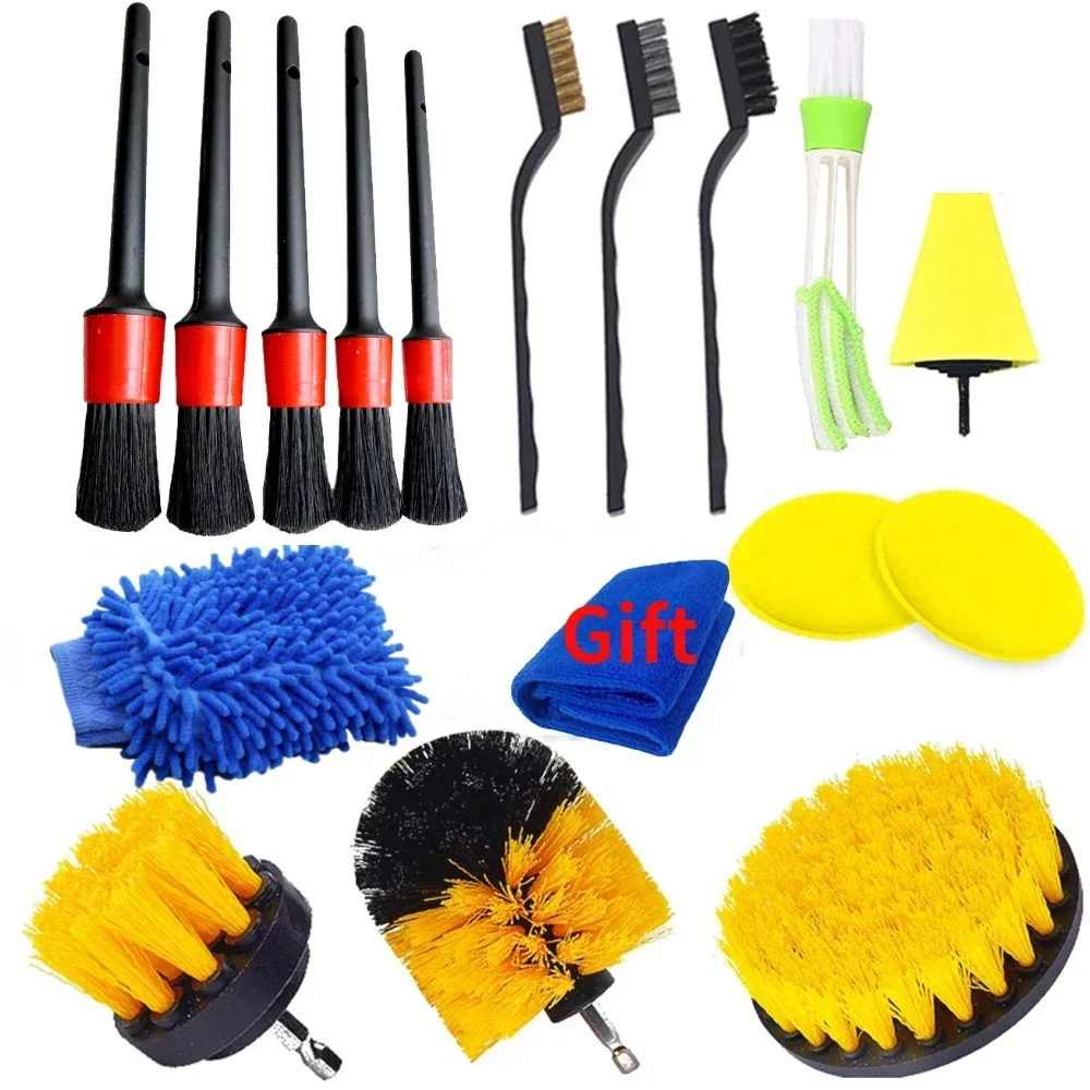 Nuevo Kit de limpieza detallada de coches, cepillos de lavado de coches, esponjas, toallas para rejillas de ventilación de aire de coche, herramientas de lavado de polvo y suciedad