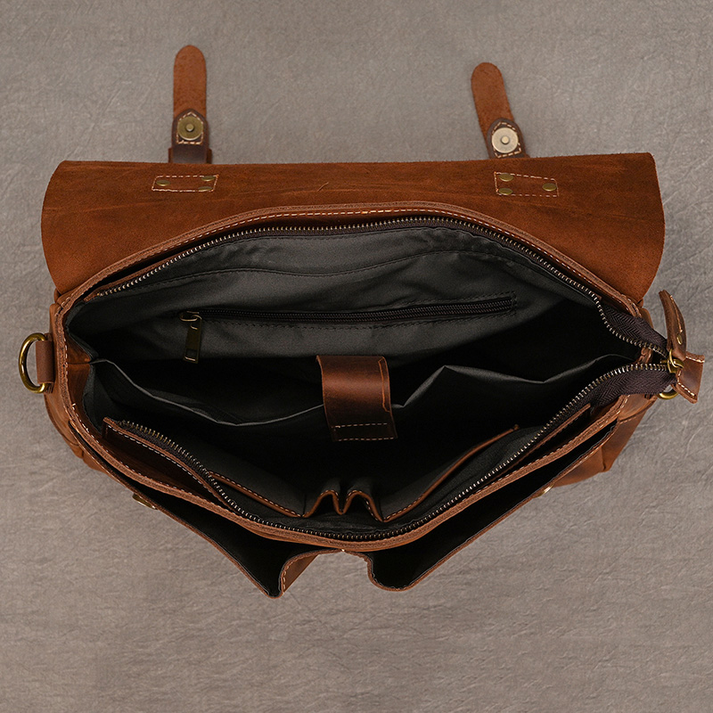 Newsbirds Cowhide Men's Briefcase Genuine Leather A4 File Document Handbag Male Laptop Shoulder Bag Business Computer Bag