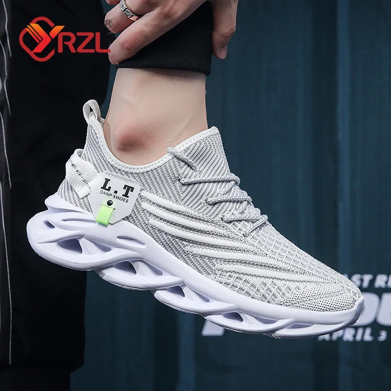 YRZL hombres deportes correr negro zapatos para correr zapatillas casuales al aire libre malla transpirable mujeres ligero absorción de impacto tenis negro