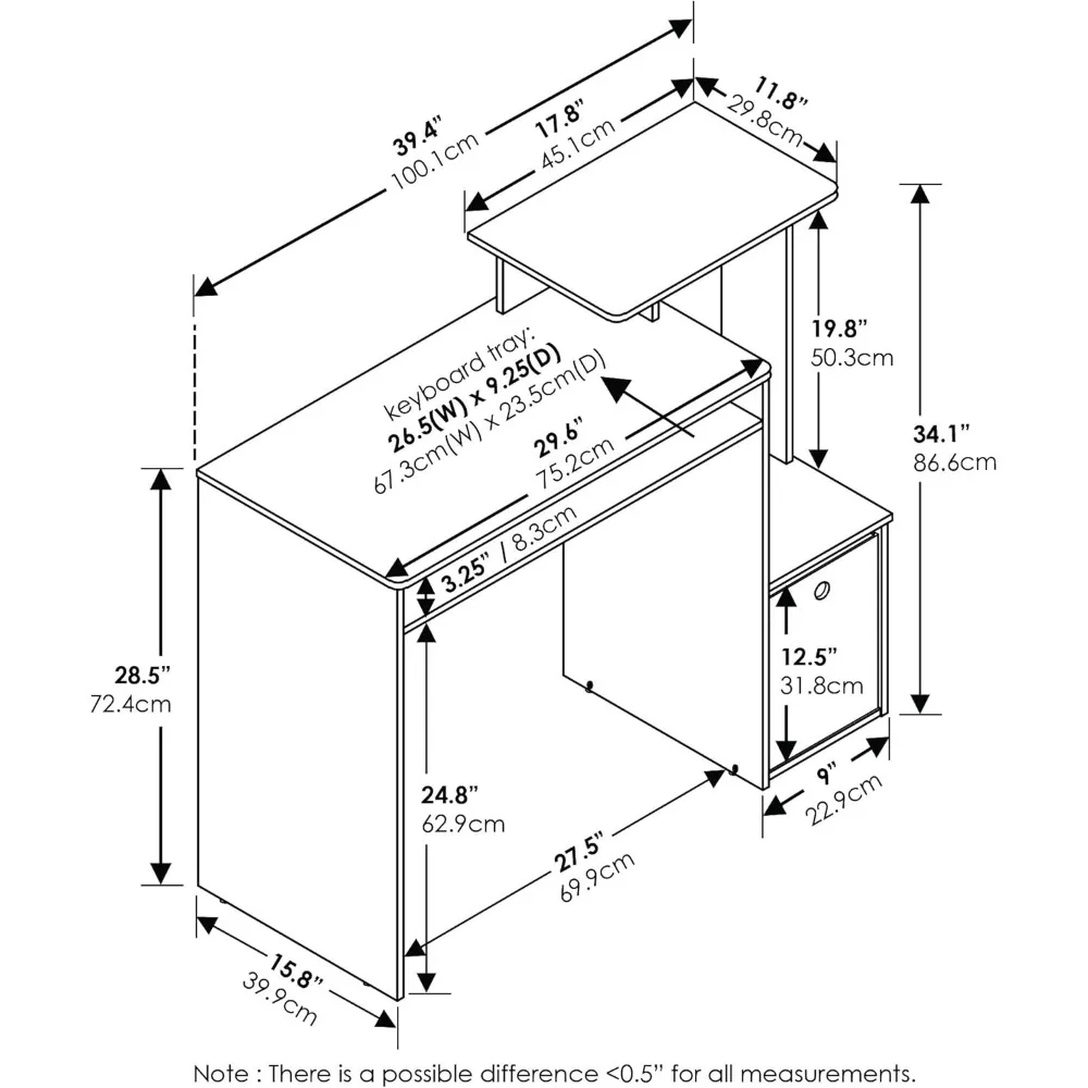 Versatile Home Office Desk for Computer Work in White and Black