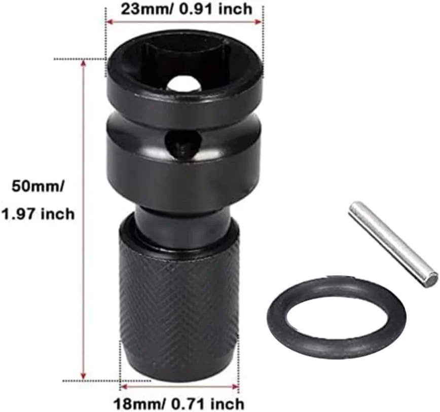 Quick Release 1/2-Inch Square Drive to 1/4-Inch Hex Female Socket Adapter Converter Chuck Adaptor for Impact and Ratchet Wrench
