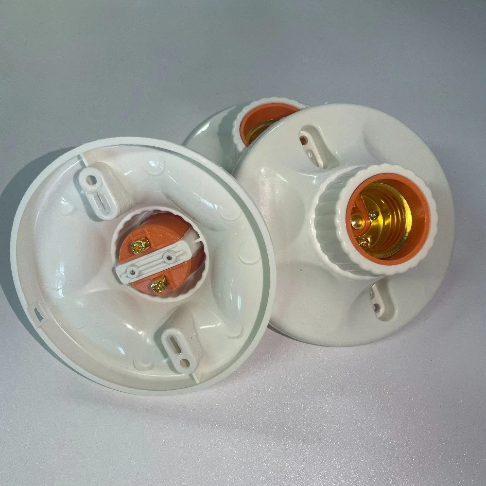 5/6/10 Uds E27 casquillo con tapa de rosca lámpara de techo de oro blanco soporte de Base de fijación bombilla portalámparas casquillo de lámpara para el hogar