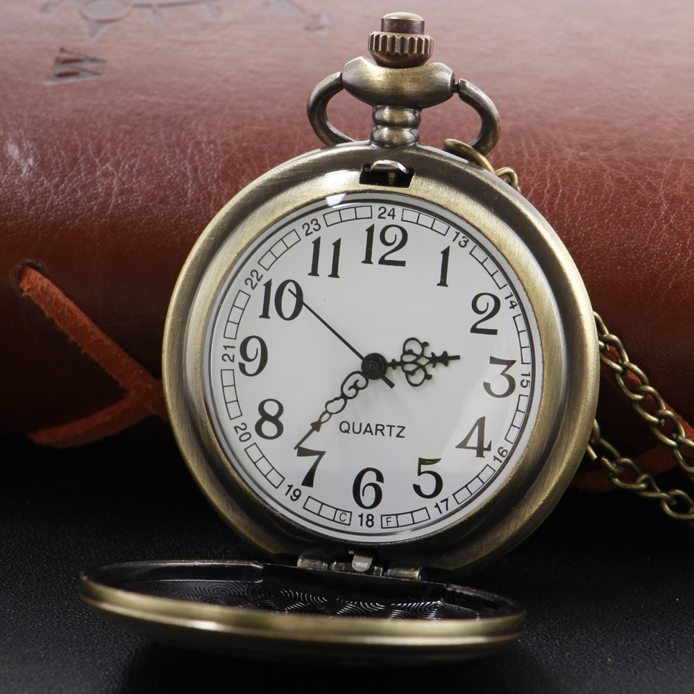 Requintado e complexo escultura de fio de cobre colar de quartzo relógio de bolso vintage bronze pingente relógio de bolso presente da moda antiga