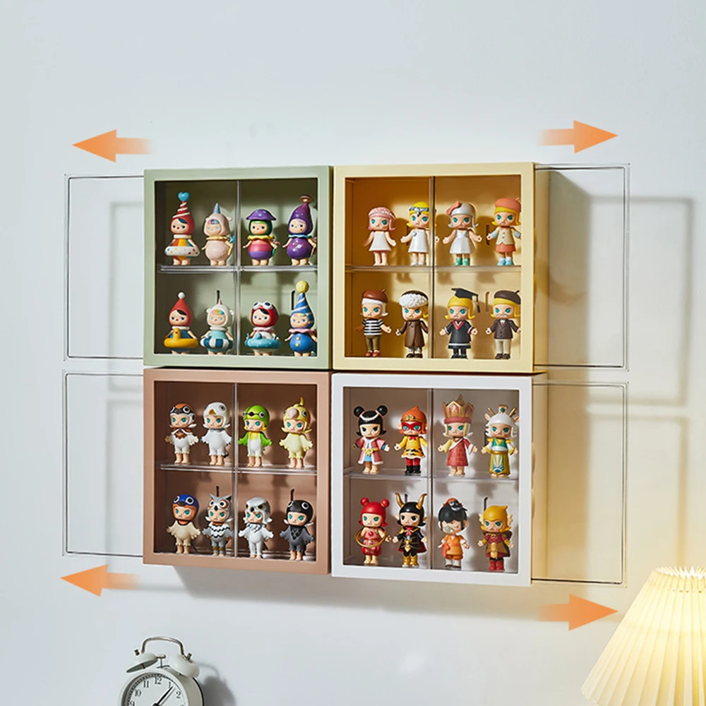 Wall Mounted Multi Style Blind Box Storage Rack Magnetic Suction Bubble Mart Figurine Display Cabinet Dustproof Doll Storage Box