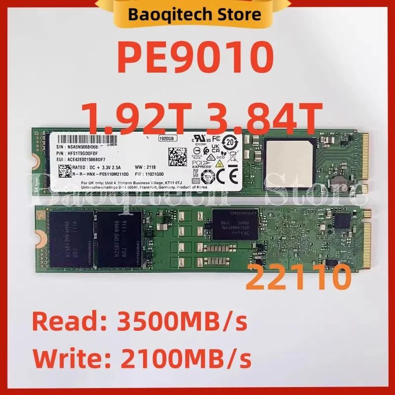 PE9010 1,92 T 3,84T M.2 nvme 22110 PCIe Gen 3,0x4 servidor empresarial unidad de estado sólido SSD para SK Hynix