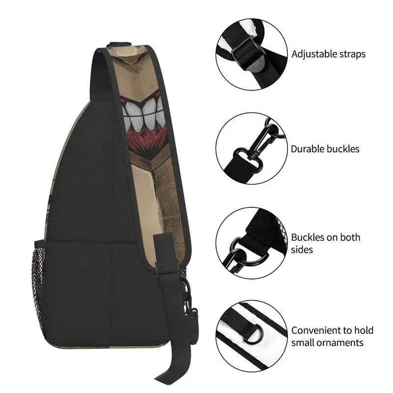 Ransel Selempang Titan Attack On Titan Lapis Baja Mode Wajah Tas Dada Bahu Pria untuk Berkemah Bersepeda