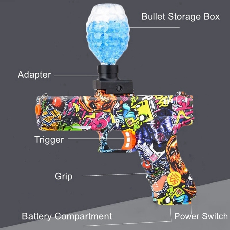 3.7V 전동 젤 볼 장난감 총 완전 자동 젤 건 블래스터 부모-자녀 야외 사격 게임 어린이 선물 (총알 제외)