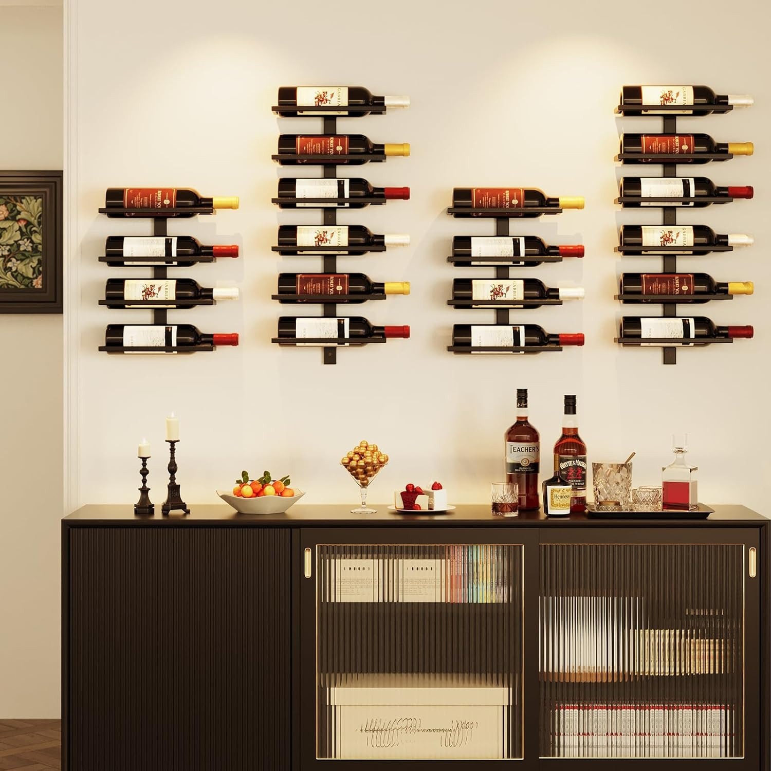 Wall Mounted Wine Rack for 11 Bottles, DIY Sturdy Wall Wine Storage Holders, Towel Rack, Wine Bottle Organizer, Freely Splicing