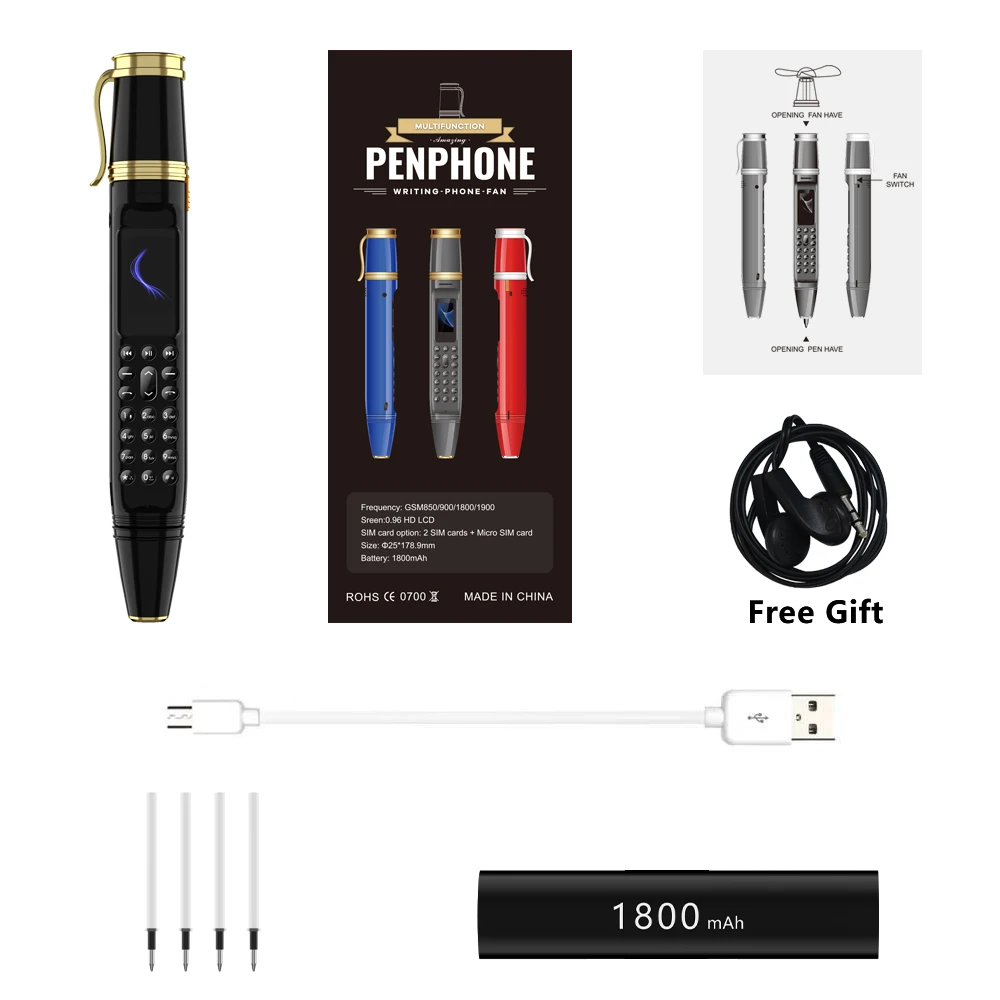 SERVO K07 Plus Điện Thoại Di Động Mini Bút Dual SIM Camera Quạt Trình Quay Số Bluetooth Đài Phát Thanh Đầu Ghi Magic Thoại ĐTDĐ Chờ Lâu thời Gian