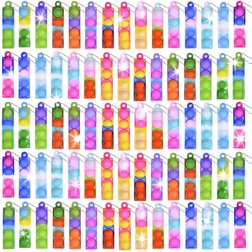 20PCS Mini Pop พวงกุญแจ Bubbles Party Favors Fidget ของเล่นความเครียดบรรเทา Sensory ของเล่นสําหรับออทิสติกเด็กห้องเรียนรางวัลของขวัญ