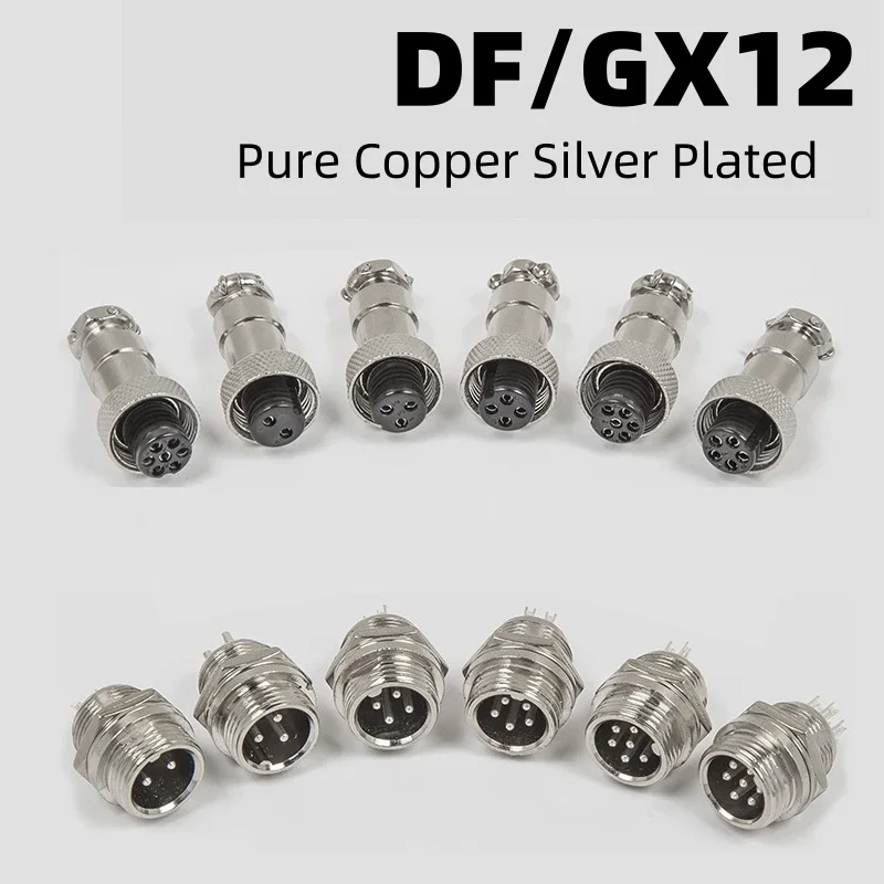 Conector de aviación GX12 de 2/3/4/5/6/7 pines: resistente al agua IP67, chapado en plata de cobre puro, 5 A 125 V CA/CC (compatible RS765)