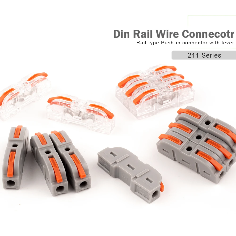 34/50pcs Connettore del cavo a leva per connessione rapida 28-12 AWG 1-a-1 Connettore del cavo in linea Terminale isolato di giunzione compatta