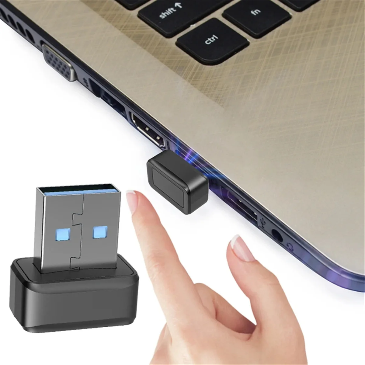 BABQ USB Fingerprint Key Reader U2F Biometric Fingerprint Scanner Anti-Spoofing Biometric Mini Security Key Dongle