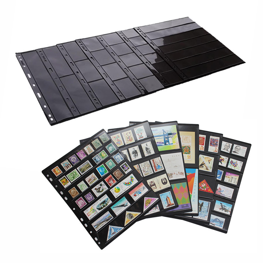 9-Hole Double-Sided Black Background Stamp Album Banknote Storage Inner Page Coin File Collection Folder Loose Leaf 10pcs