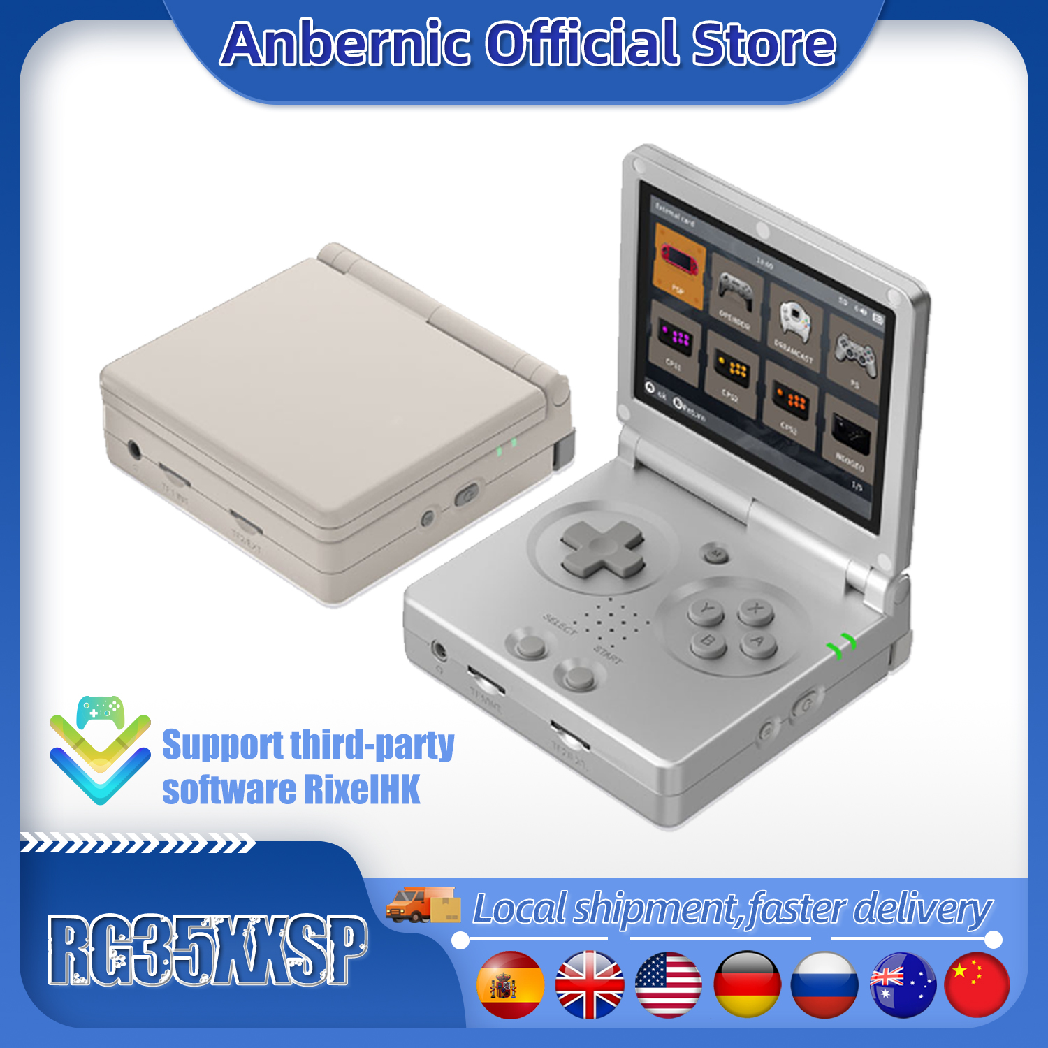 ANBERNIC RG35XXSP 3.5'' IPS Screen Flip Handheld Console Linux System HDMI-compatible TV Output  64G 5500 Games Pre-installed