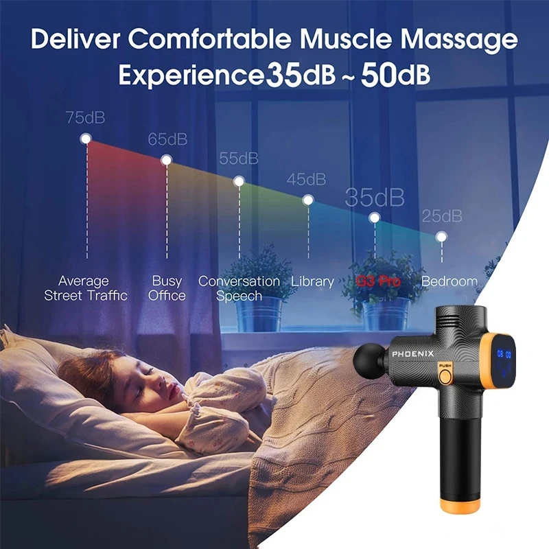 Phoenix a2 pistola de massagem relaxamento muscular massageador de tecidos profundos terapia dinâmica vibrador moldar alívio da dor massageador de pés traseiros