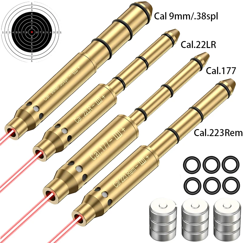 Laser Boresighter.22LR.177.223Rem 9mm/.38spl Cal Laser Bore Sight End Barrel para pistola Rifle Airsoft Cartucho Colimador