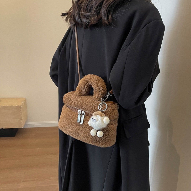 2025, Damentasche, modische pelzige Handtasche für Damen, tragbare Umhängetasche