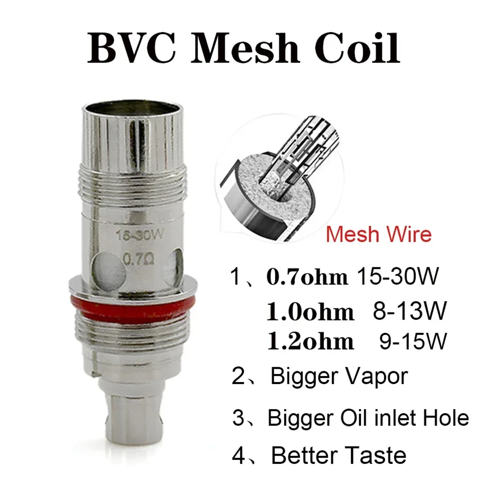 OEM Nautile BVC Mesh Coil 0,3 Ohm 0,7 Ohm 1,0 Ohm 1,2 Ohm Spulen Kopf für K3 Nautilus Mini 3 Tank MTL Zelos Kit