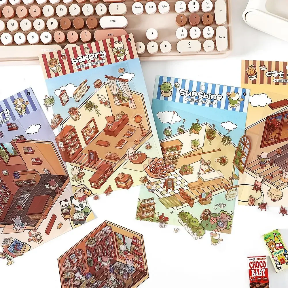 สติกเกอร์สัตว์เลี้ยง 3D น่ารักการ์ตูนกระเป๋า DIY ฉากภูมิทัศน์ตกแต่งสติกเกอร์