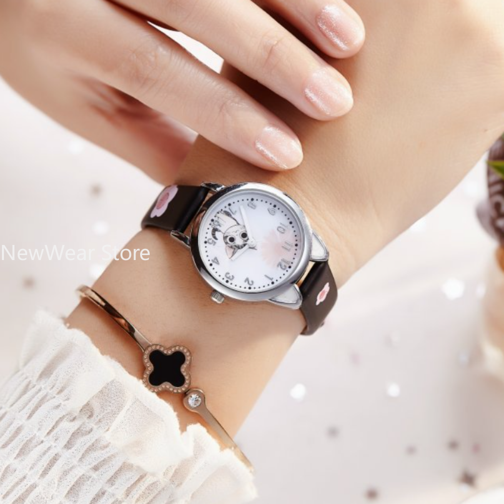 Часы женские кварцевые аналоговые с рисунком кошки и сыра