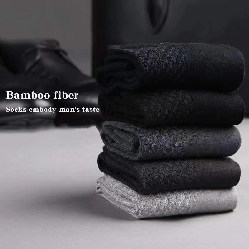 Bộ 5 Đôi Tất/Nam Sợi Tre Cao Cấp Tất Vớ Nam Thấm Hút Mồ Hôi Thoáng Khí Vừa Vớ Chân Phong Cách Doanh Nhân kích Thước Lớn 38-45