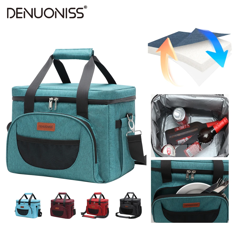 DENUONISS 16/28L bolsa térmica con aislamiento de hombro para alimentos bolsa térmica Picnic Camping impermeable y a prueba de fugas bolsa térmica personalizada