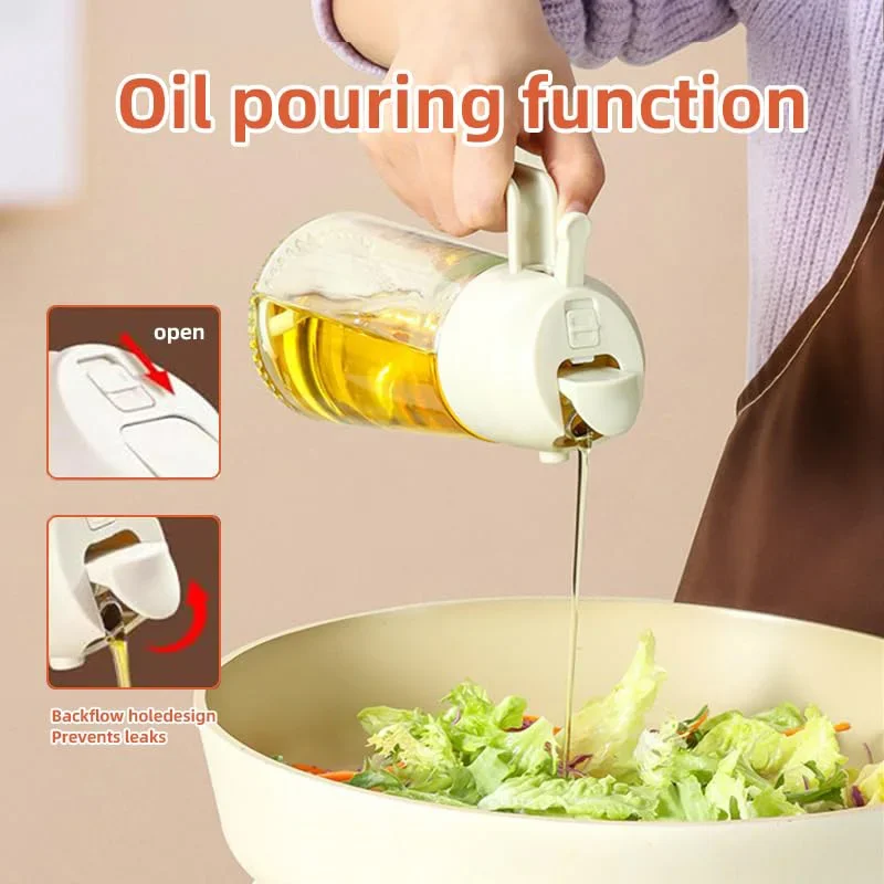 Oil Spray 2-in-1 Plastic Household kitchen oil spray Bottle Nebulizing Mist Filling Cooking Dual Use BBQ Camping Large Capacity