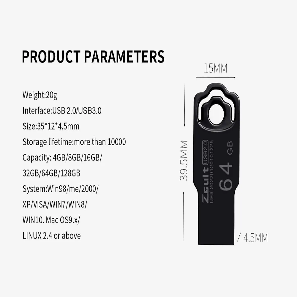 Metal Flash USB Drive 64G/32G/128GB Large Capacity Fast Read Pen Drives USB Memory Stick Waterproof Flash USB Free Key Pendrive