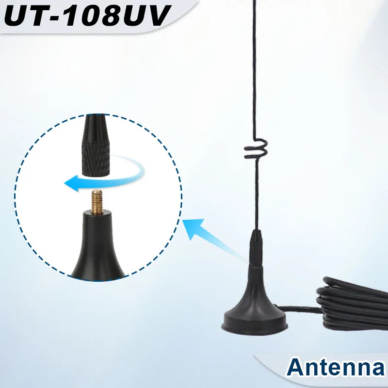 UT-108UV walkie talkie antena de carro magnética SMA-F banda dupla uhf vhf para baofeng UV-5R tyt wouxun quansheng UV-K5 8 rádio em dois sentidos