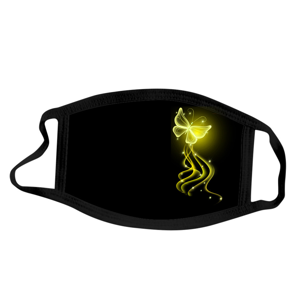 Mascarilla facial protectora lavable de algodón con elásticos para las orejas, cubierta bucal antipolvo para exteriores con estampado de mariposas a la moda, 1 ud.