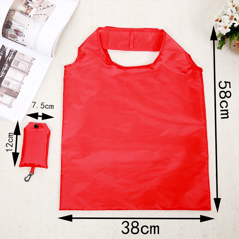 Large capacity waterproof folding solid color supermarket shopping bag storage bag portable environmentally friendlybag handheld