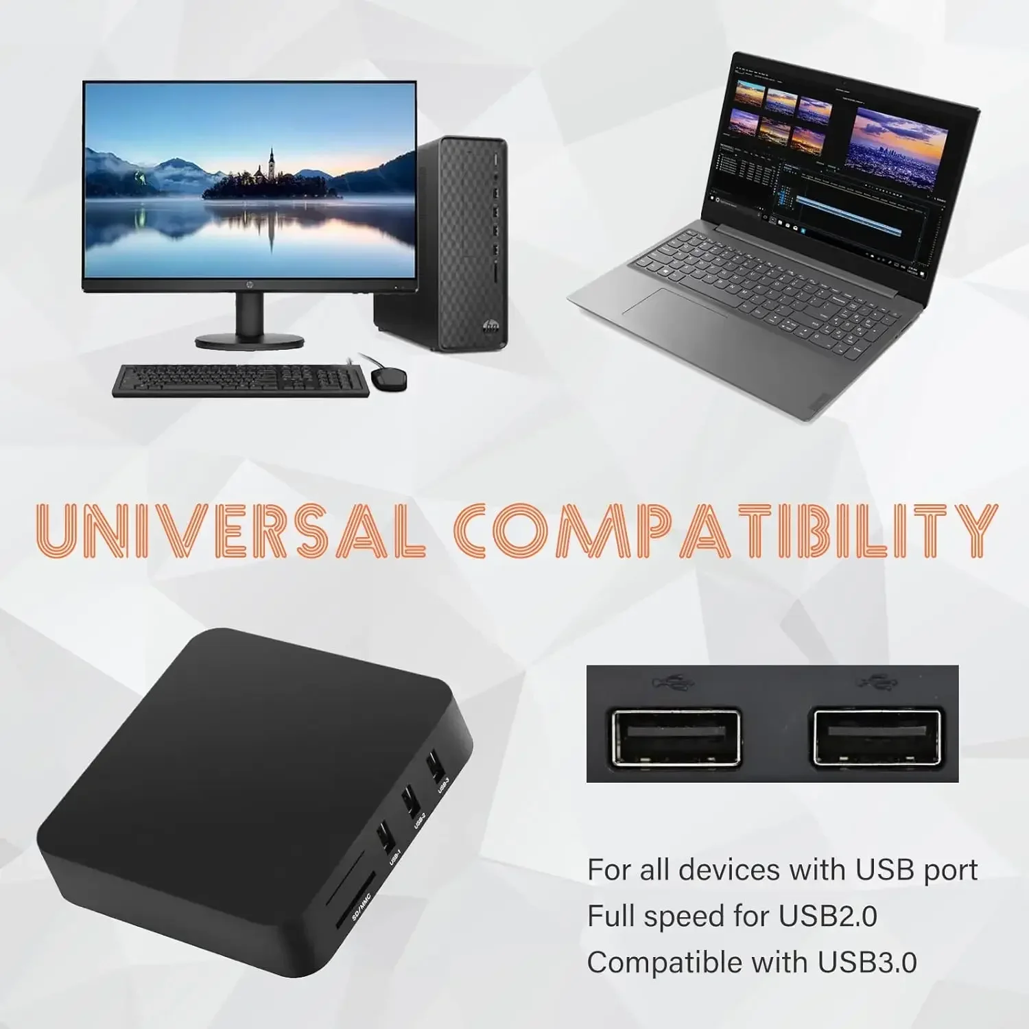 All In One Memory Card Reader USB External Cardreader SD SDHC Mini Micro M2 MMC XD CF Reader  For MP3, Digital Camera