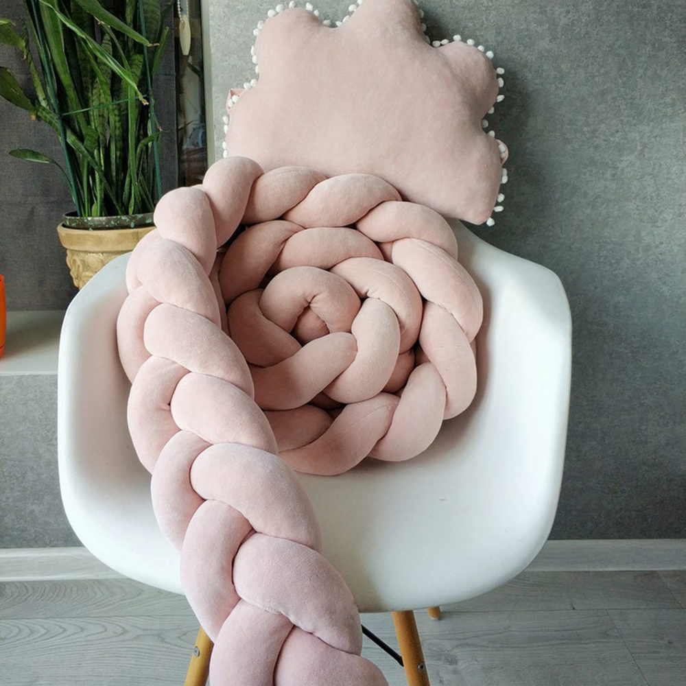 1-4M Neonato Culla Paraurti Protezione per lettino Set di biancheria da letto per neonati per neonati Ragazzi Ragazze Treccia Nodo Cuscino Cuscino Room Decor