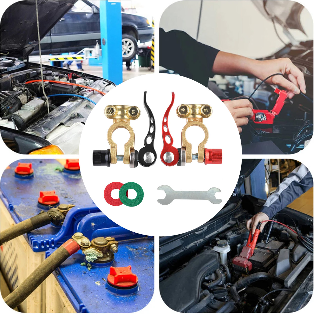 2PCS Batterie Terminal Anschlüsse Quick Release Trennen Batterie Terminals Positive Negative Batterie Kabel Enden für SAE/JIS