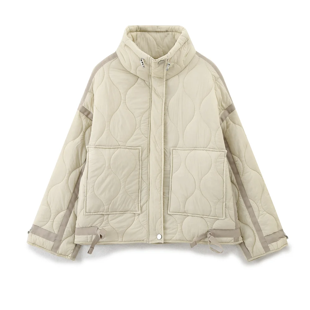 DiYiG FRAU 2025, Herbst Neue Mode Lose Baumwolle Jacke Kurzen Mantel Chic Langarm Dünne Baumwolle Kleidung Oberbekleidung Muje