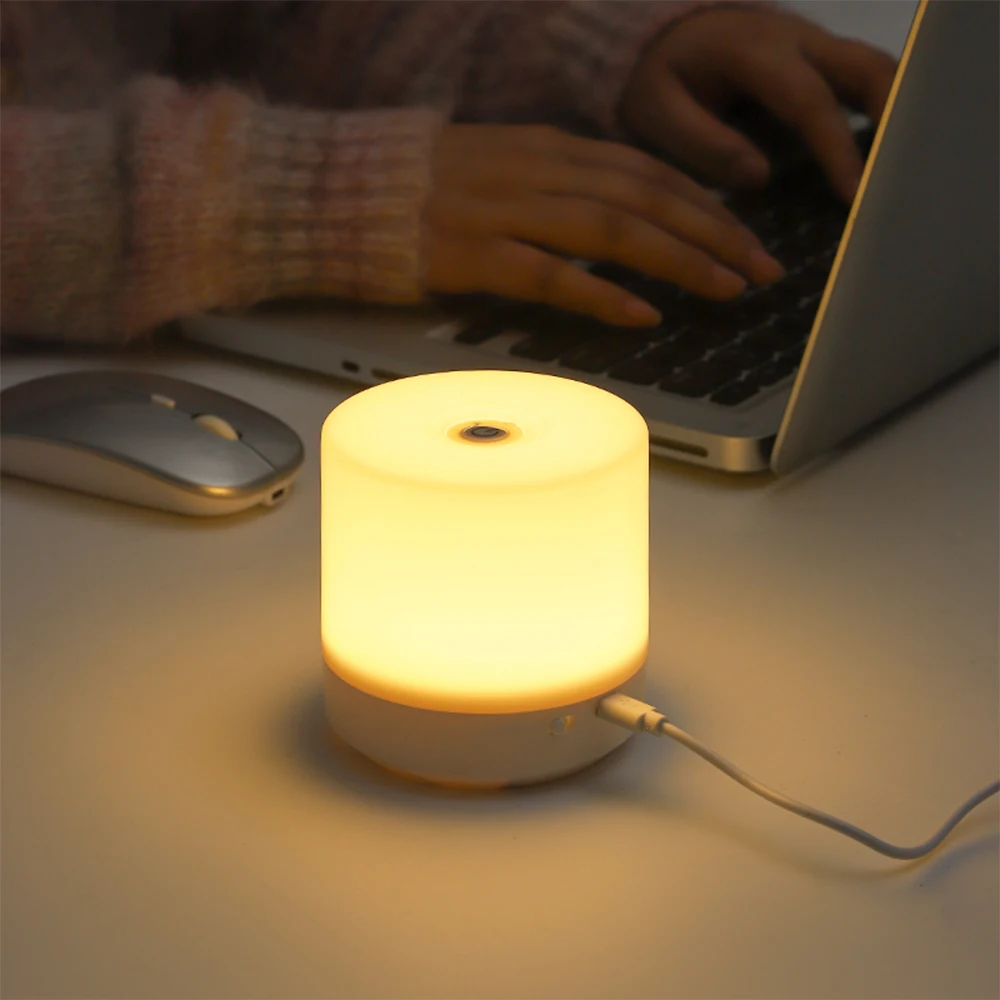 Lámpara de noche USB creativa, lámpara de mesa con atenuación táctil, luz LED nocturna para dormitorio, universidad, lámpara de lectura de libros para estudiantes 2024