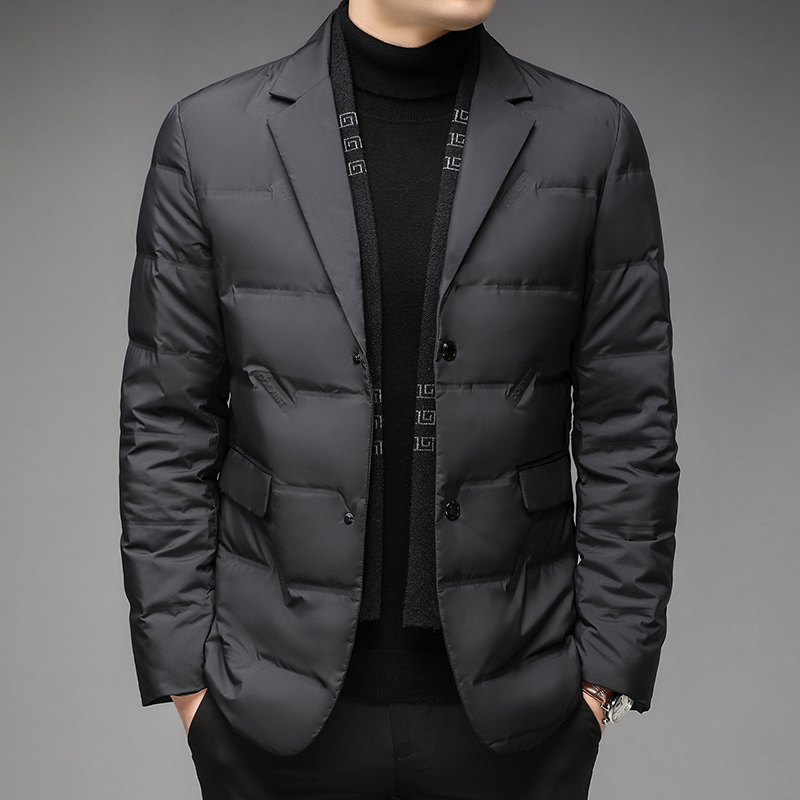 Heren wintermode hoogwaardig donsjack 90% witte eendendons warme jas met afneembare sjaal pak kraag M-4XL maten