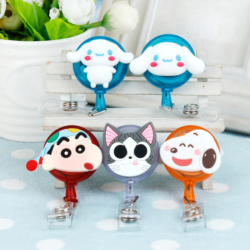 Cute Cartoon Funny for ID Card Holder Scalable Toggle Clip Employee Card Doctor Nurse Chest Card Student Bus Card Holder