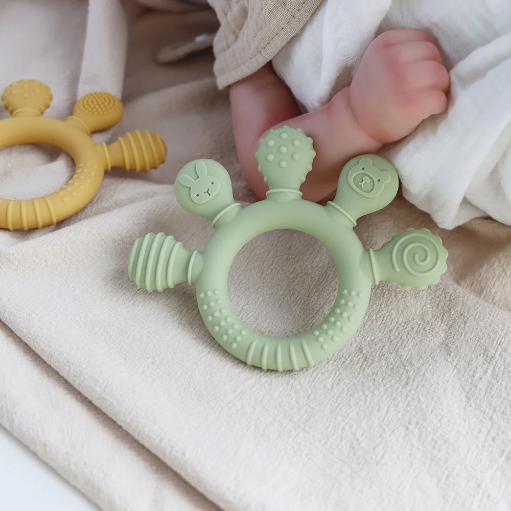 신생아 유아 실리콘 아기 출생 씹는 액세서리 아기 감각 Teether 물린 불안 Teethers 젖니가 남 장난감 0 6 12 개월