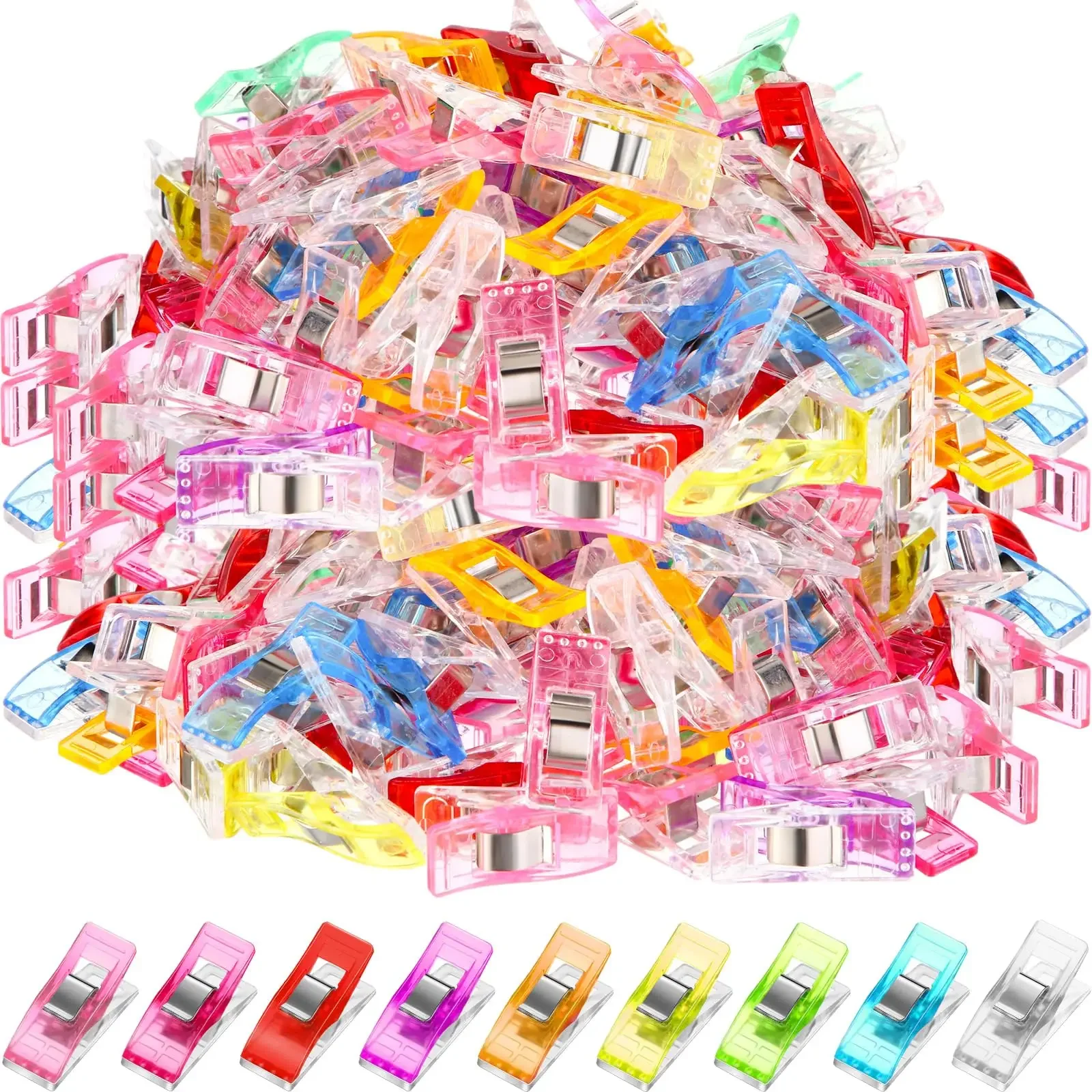 50 Uds Clips de costura Clips coloridos multiusos plástico artesanía crochet tejer Clips de ropa de seguridad Clips de encuadernación de Color papel