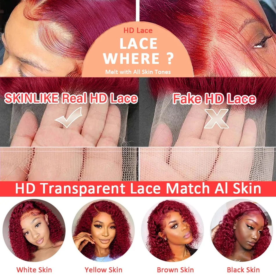 Parrucca anteriore in pizzo bordeaux 99j per capelli umani 13x4 pre pizzicata pizzo trasparente colorato onda del corpo 13x6 parrucche frontali in pizzo HD per le donne
