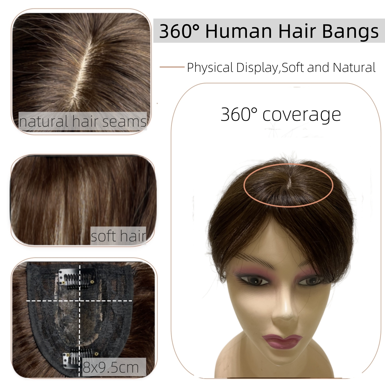 Topper de cabelo humano curto e reto, 6 polegadas, parte intermediária, pequeno e fino, franja para perda de cabelo suave para mulheres e homens