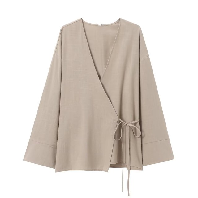 Estilo quimono texturizado solto feminino, túnica com decote em v, multicolorida, monocromática, jaqueta casual simples, casaco novo, primavera e outono