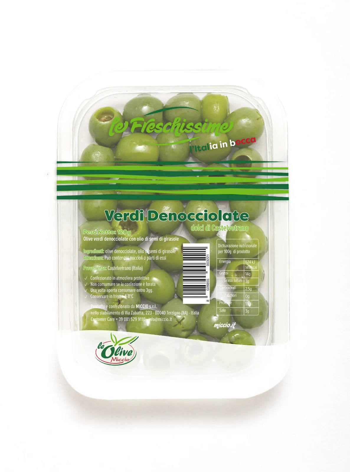 Olive verdi denocciolat 120gr opk-miccio