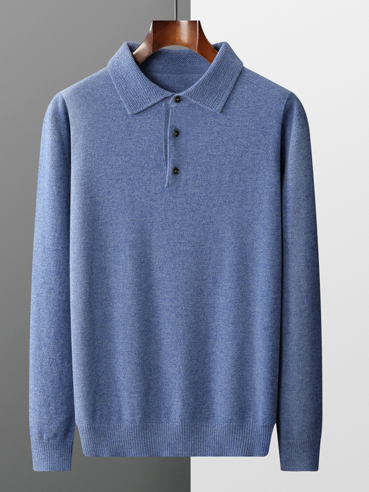 ファッション秋冬新カシミヤセーターメンズ 100% メリノウールプルオーバーカジュアルルーズポロニットボトムシャツジャケットシャツ