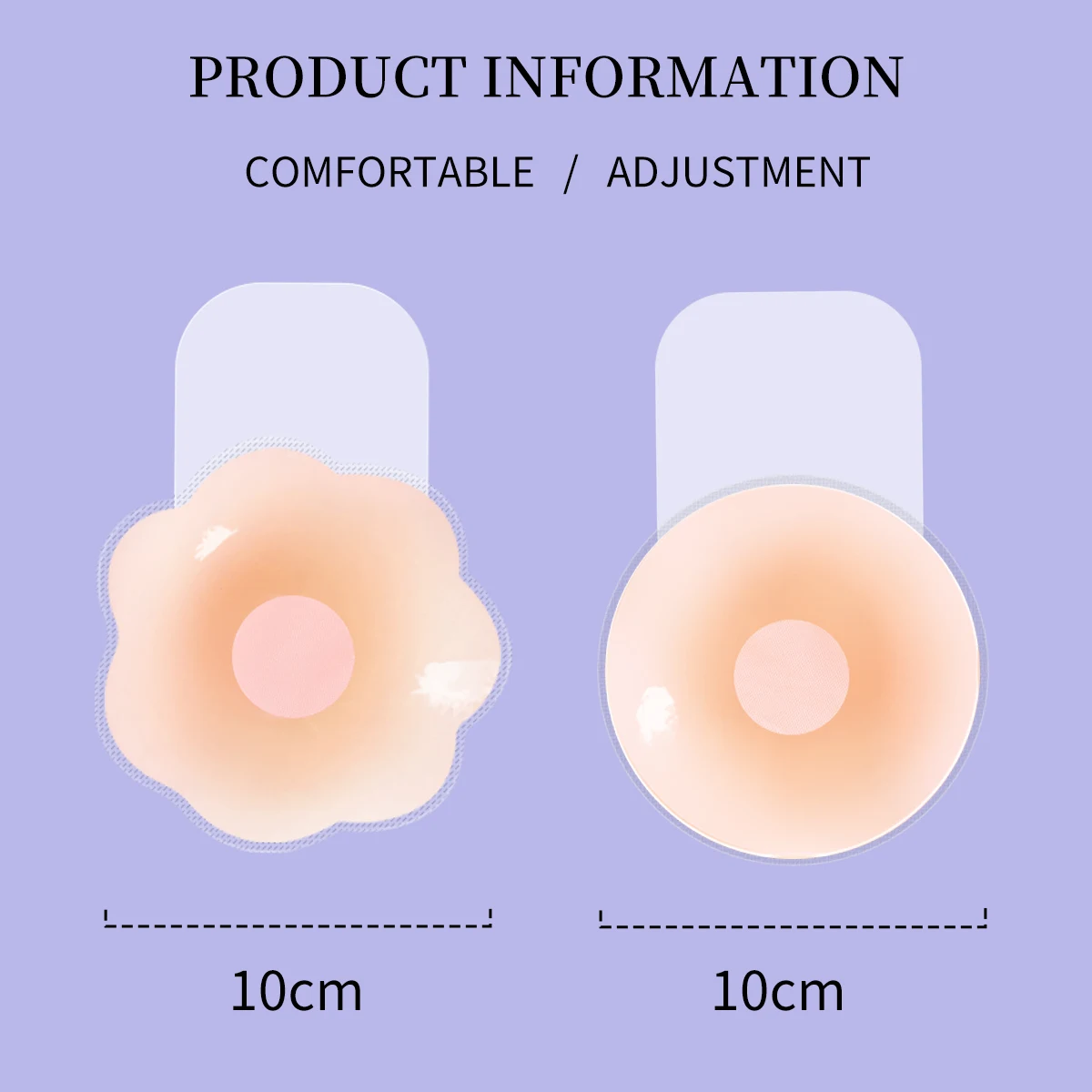 2-teiliges Set kreisförmiger, blumenförmiger Pull-Up-Brustaufnäher aus Silikon für Damen, ultradünn, stoßfest, fester, selbstklebender Brustaufnäher