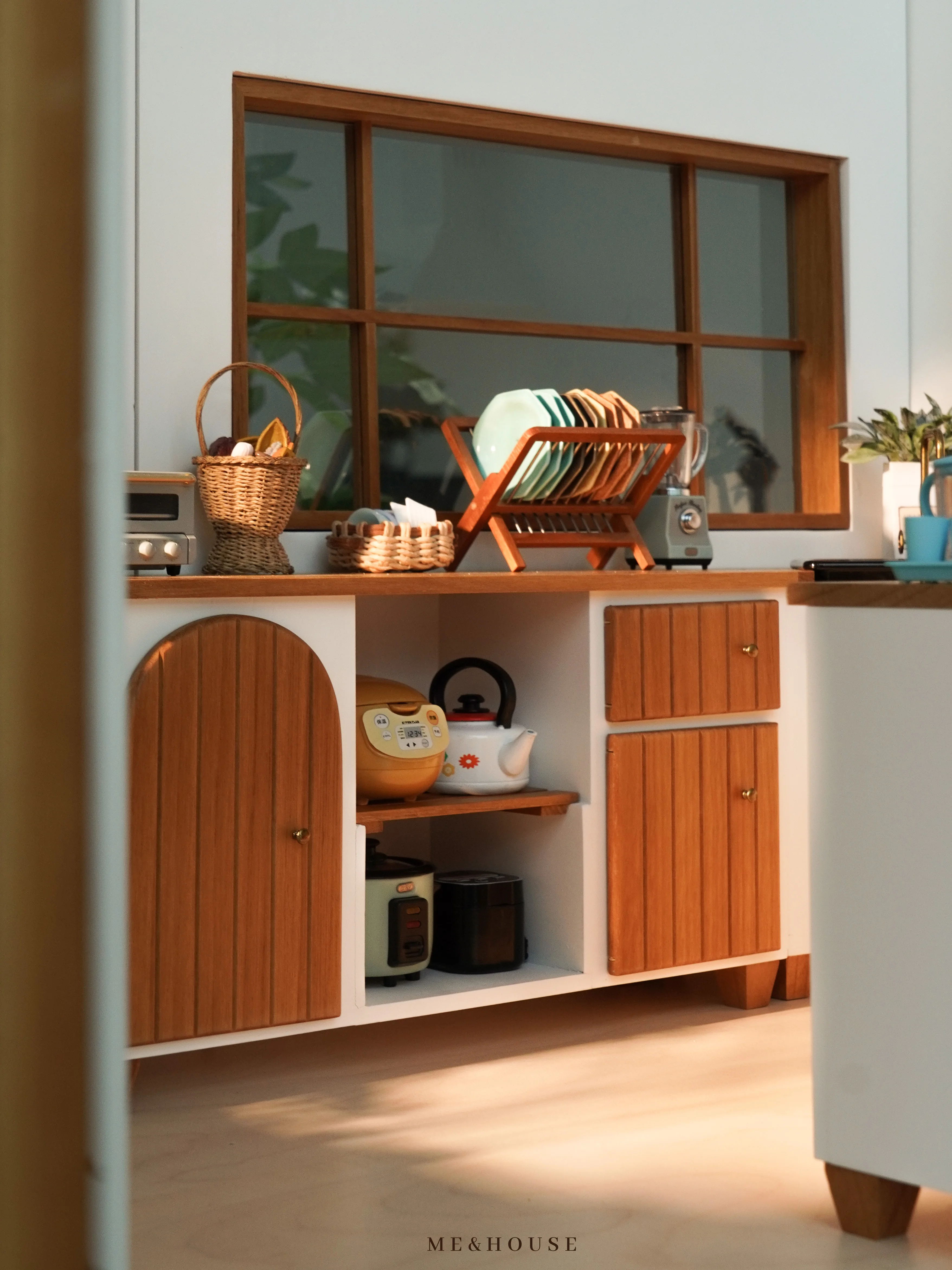 1/6 bjd ob11 miniature dollhouse furniture Mini model Weathered wood teak cabinet sink cabinet edge cabinet